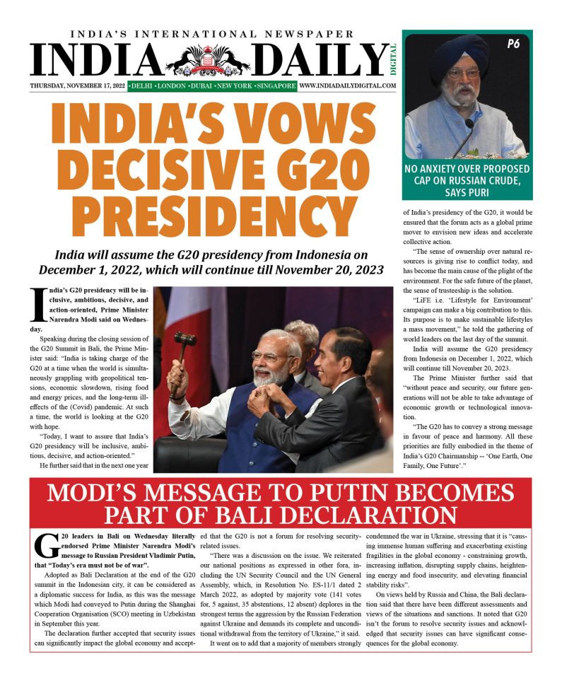 INDIA DD – November 17, 2022