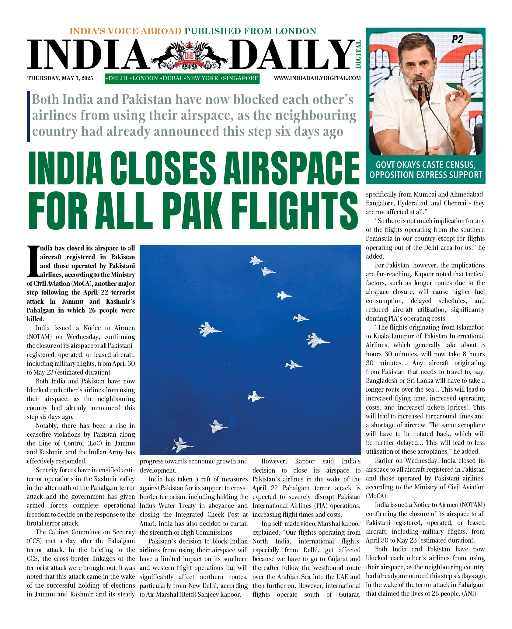 INDIA DD – MAY 1, 2025