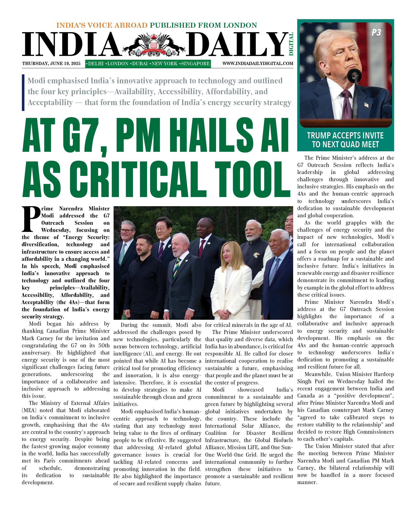 INDIA DD – JUNE 19, 2025