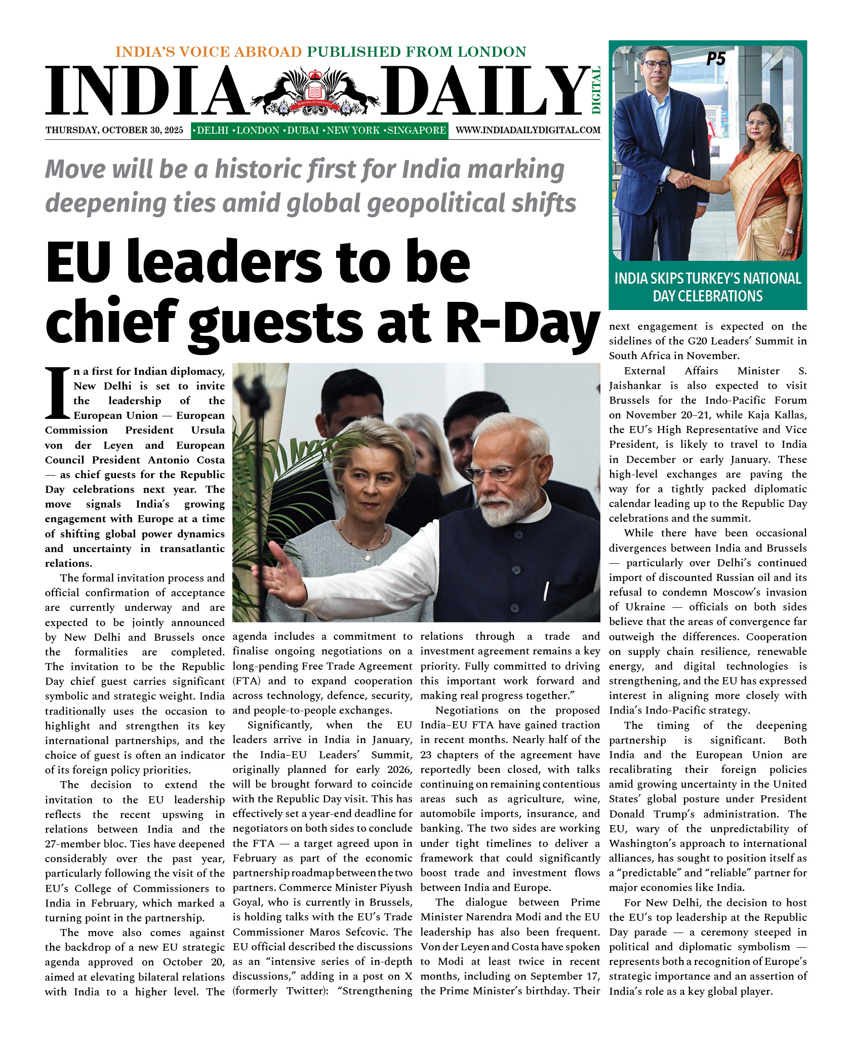 INDIA DD – OCT 30, 2025