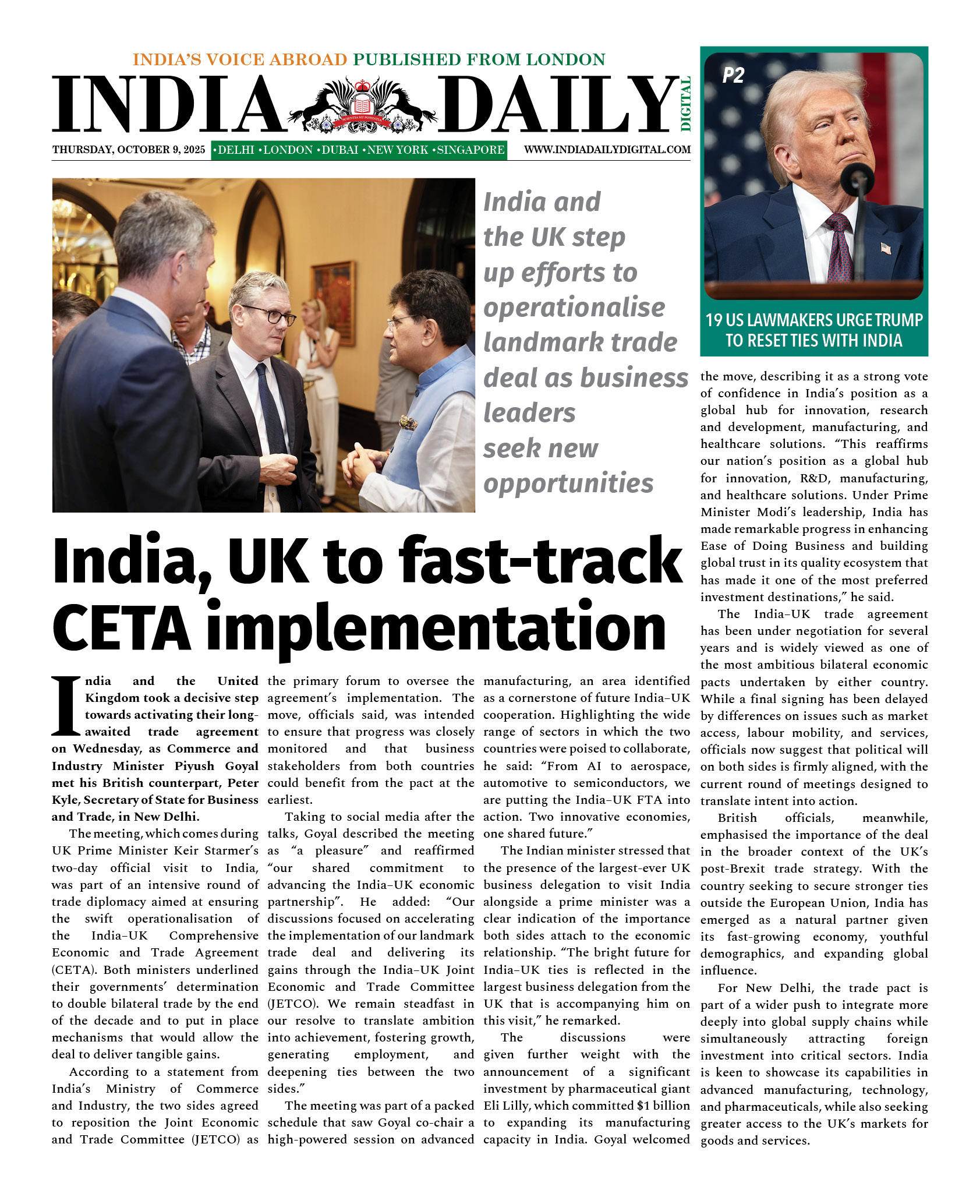 INDIA DD – OCT 9, 2025